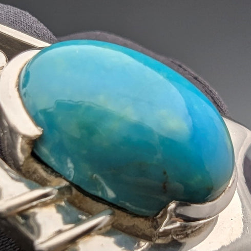 Vintage sterling silver turquoise pendant and sterling silver necklace